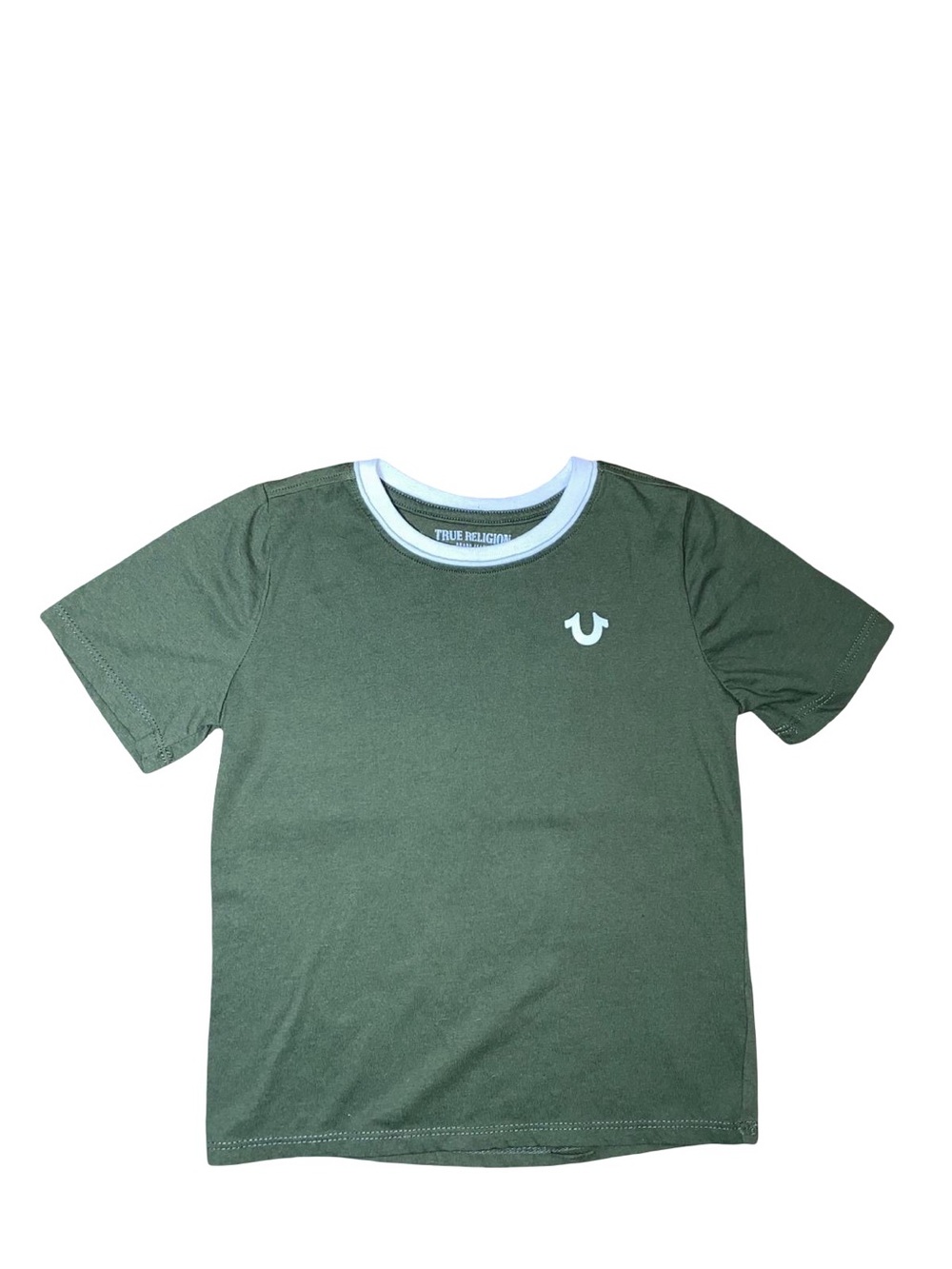 True Religion Kids Olive Green Short Sleeve Tee with White Logo